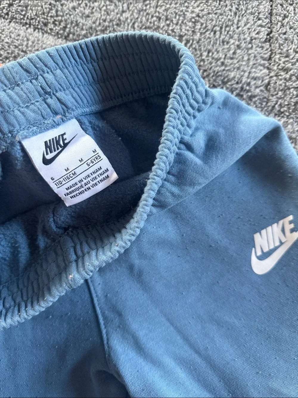 Nike Kids Light Blue Fleece Joggers with White Logo